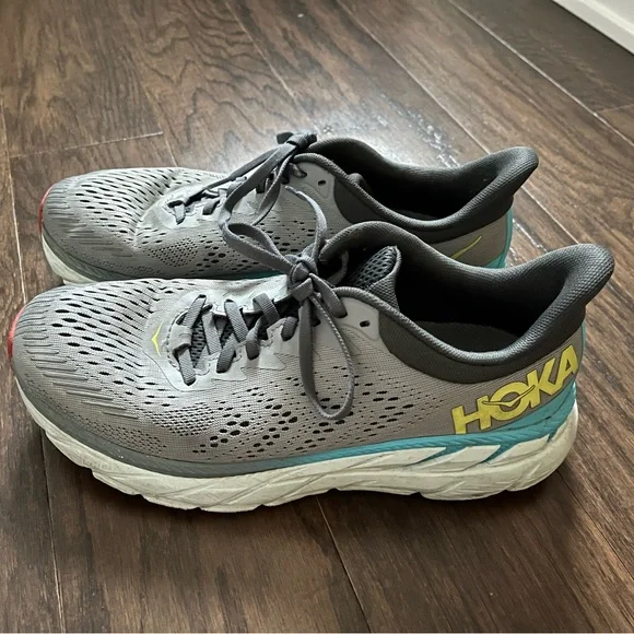 HOKA ONE ONE Clifton 7 Men Road Running Gray Mesh Sneakers Size 9 Men’s - Picture 7 of 12